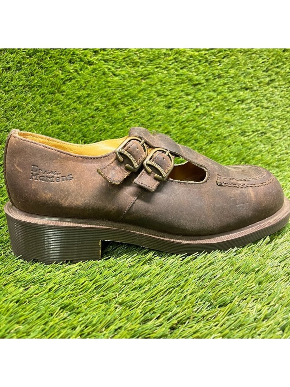 Dr. Martens 8065 Womens Size 8 Brown Leather Double Buckle Mary Jane Shoes